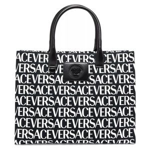 **NWT** Versace La Medusa Logo Print Canvas Tote, Black/White, Gorgeous!!